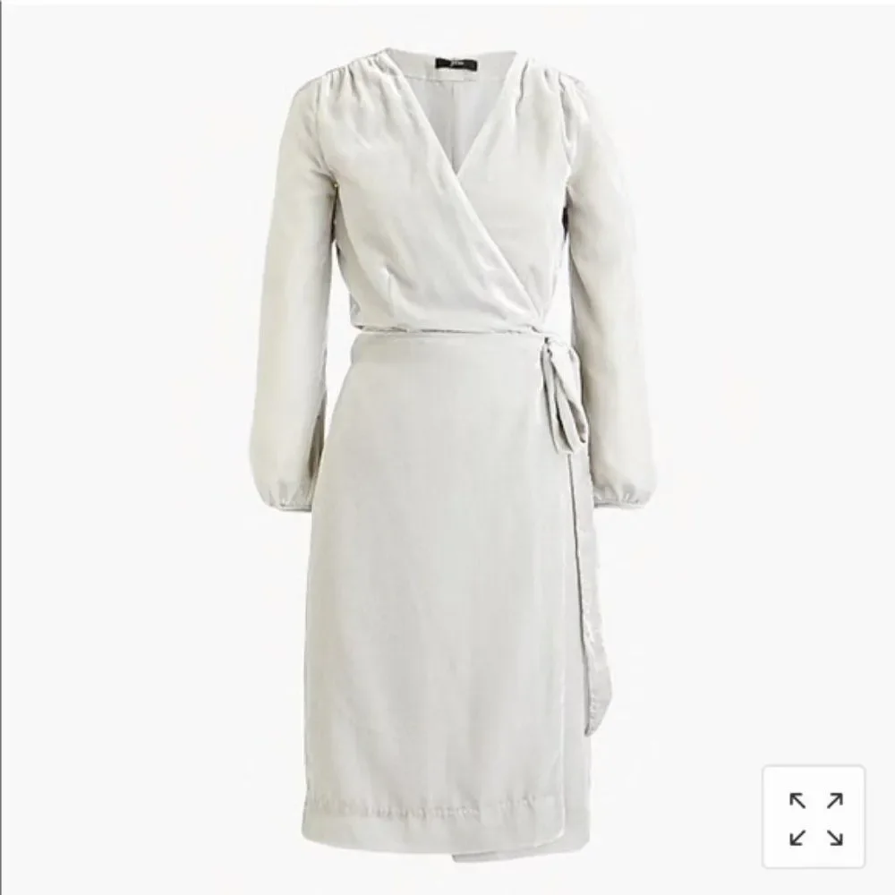 New J. Crew Drapy Velvet Wrap Dress 365 Crepe 0 - Picture 2 of 6